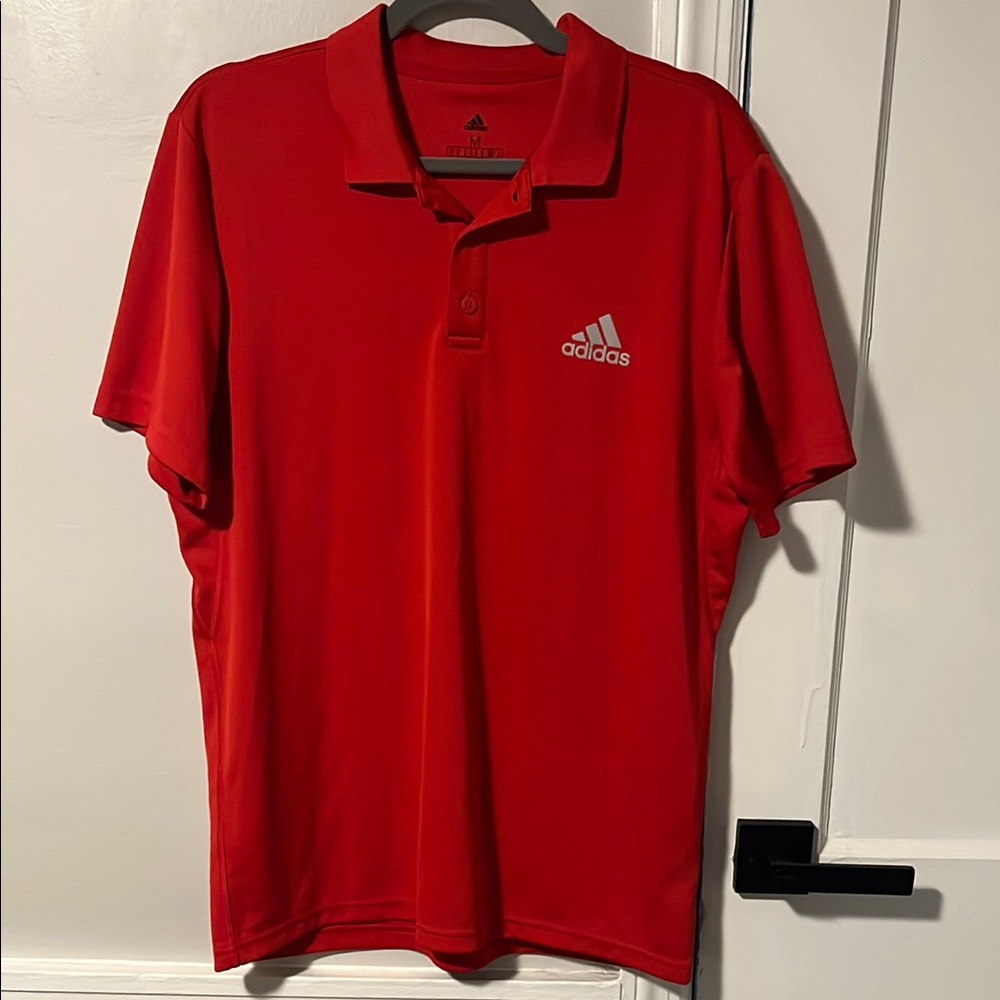Adidas Red Performance Polo Shirt Vibrant Athletic Wear